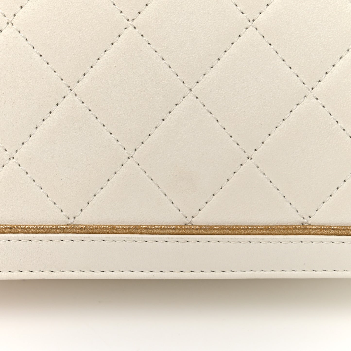 Calfskin Quilted Small Octagon CC Clasp Flap Bag White Gold