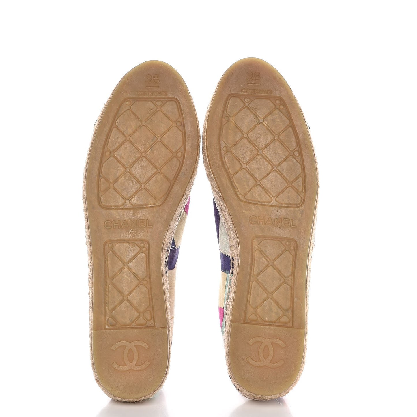 Patent Fabric Striped CC Espadrilles 38 Multicolor Black