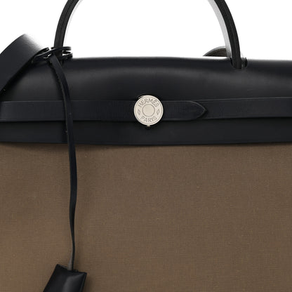 Hermes Toile Officier Vache Hunter Herbag Zip 31 PM Etoupe Bleu Indigo 8 of 19