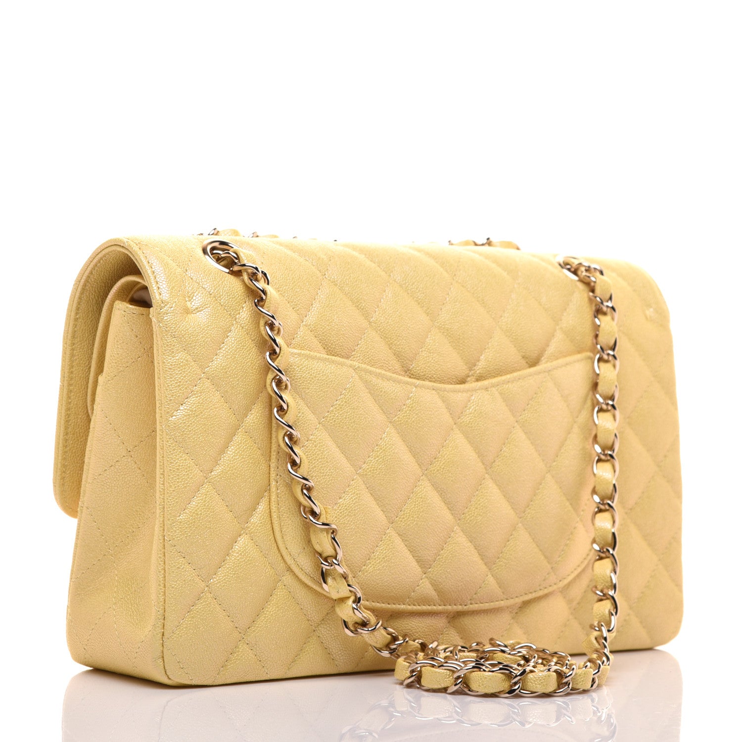 Chanel Iridescent Caviar Quilted Medium Double Flap Yellow 3 of 9