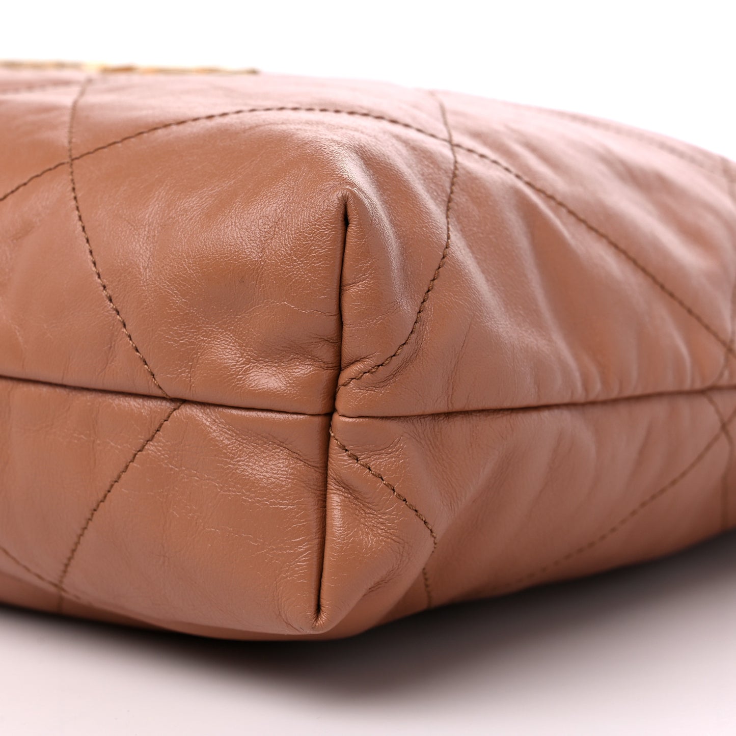 Shiny Calfskin Quilted Chanel 22 Camel