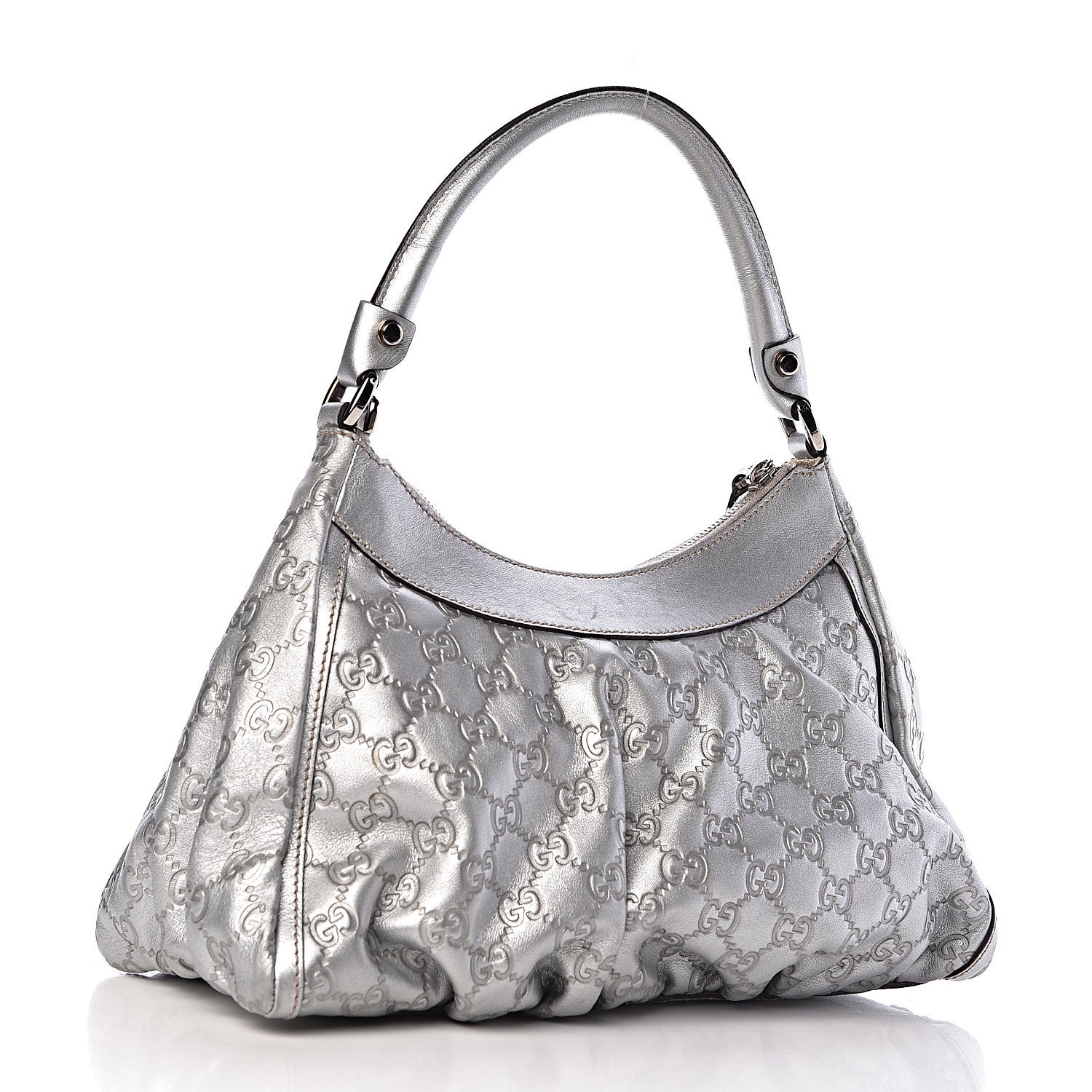 Gucci Metallic Guccissima Medium D Gold Hobo Silver 3 of 13