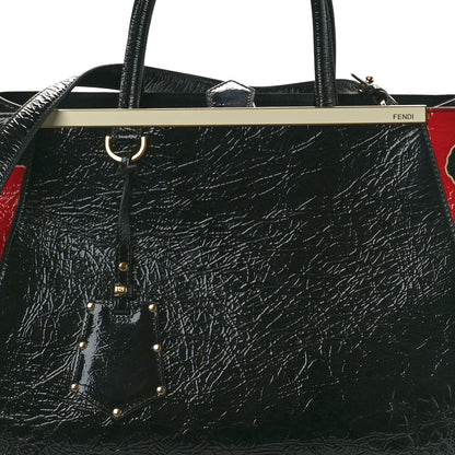 Fendi Patent Regular 2Jours Tote Black Red Milk 8 of 10