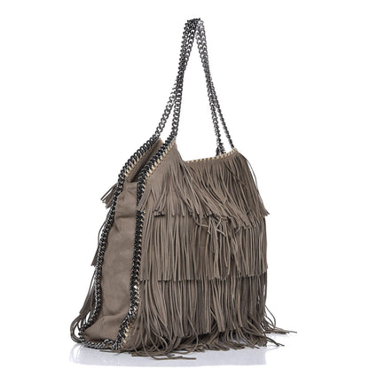 Stella McCartney Eco Suede Fringe Big Falabella Tote Taupe 2 of 14