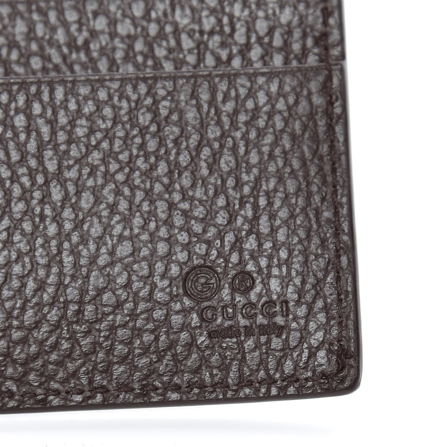 Dollar Calfskin Bi-Fold Wallet Dark Brown