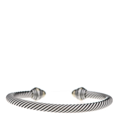 David Yurman Sterling Silver 14K Yellow Gold 5mm Cable Classics Dome Bracelet 3 of 5