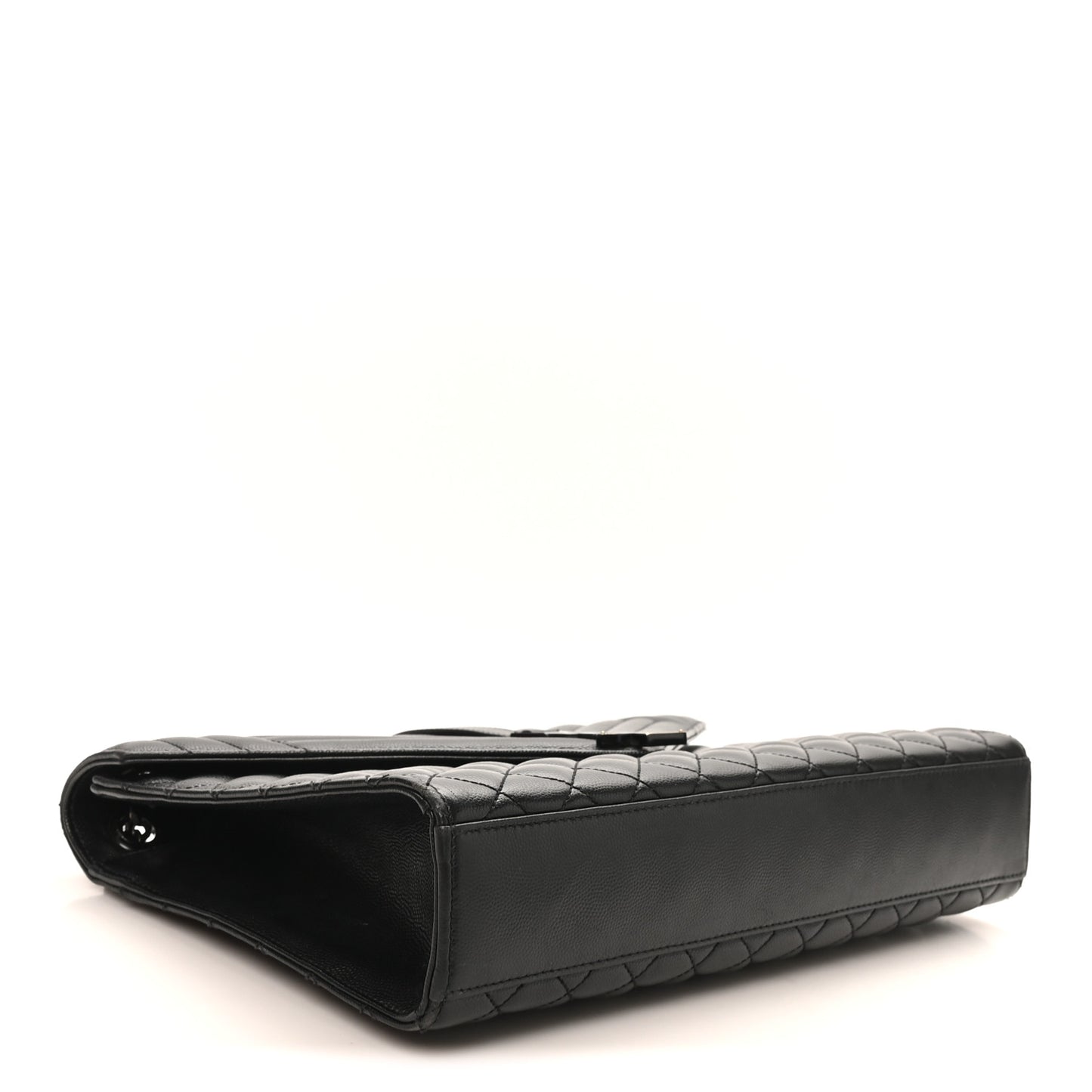 Grain De Poudre Textured Mixed Matelasse Large Triquilt Monogram Monochrome Satchel Black