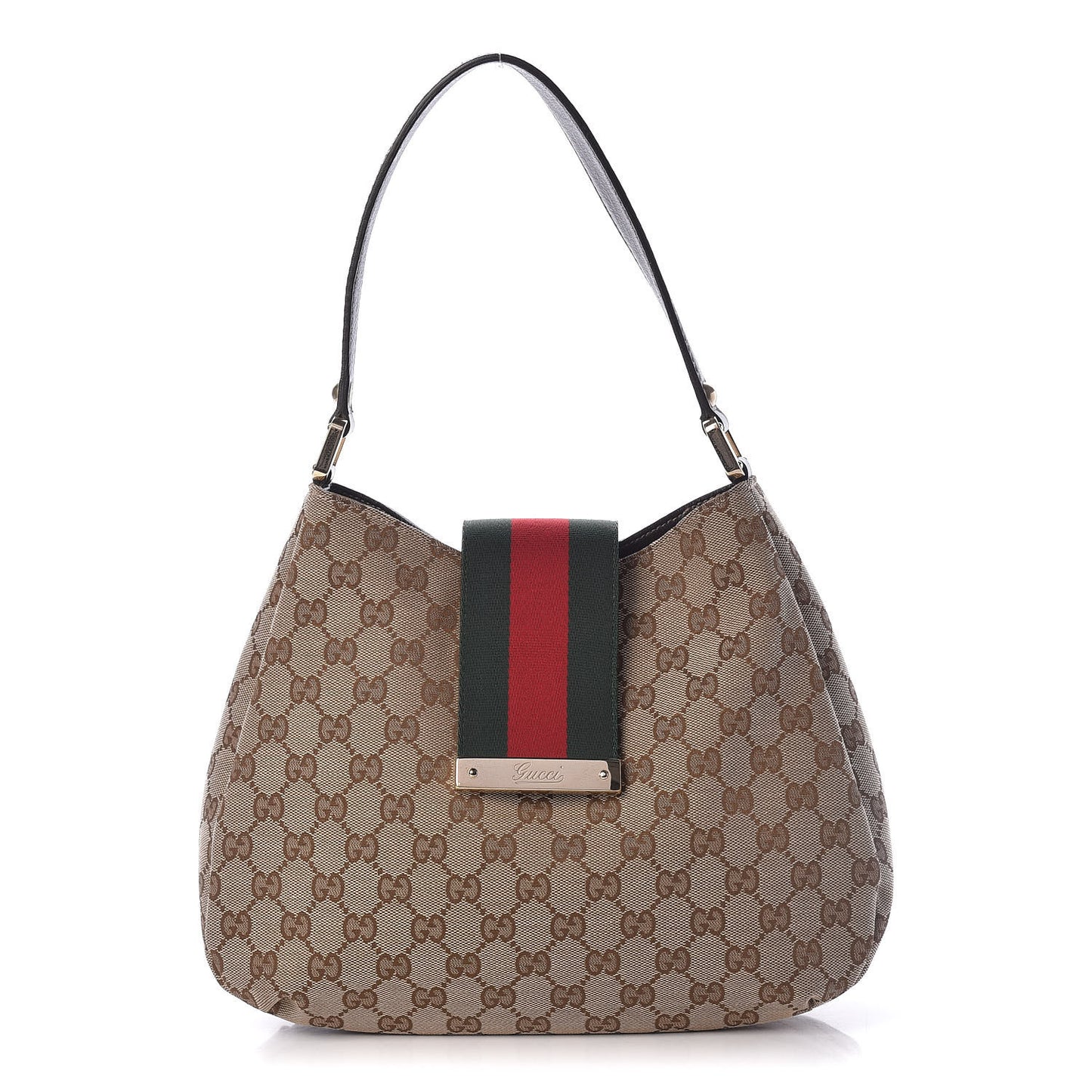 Monogram Medium New Ladies Web Hobo Dark Brown