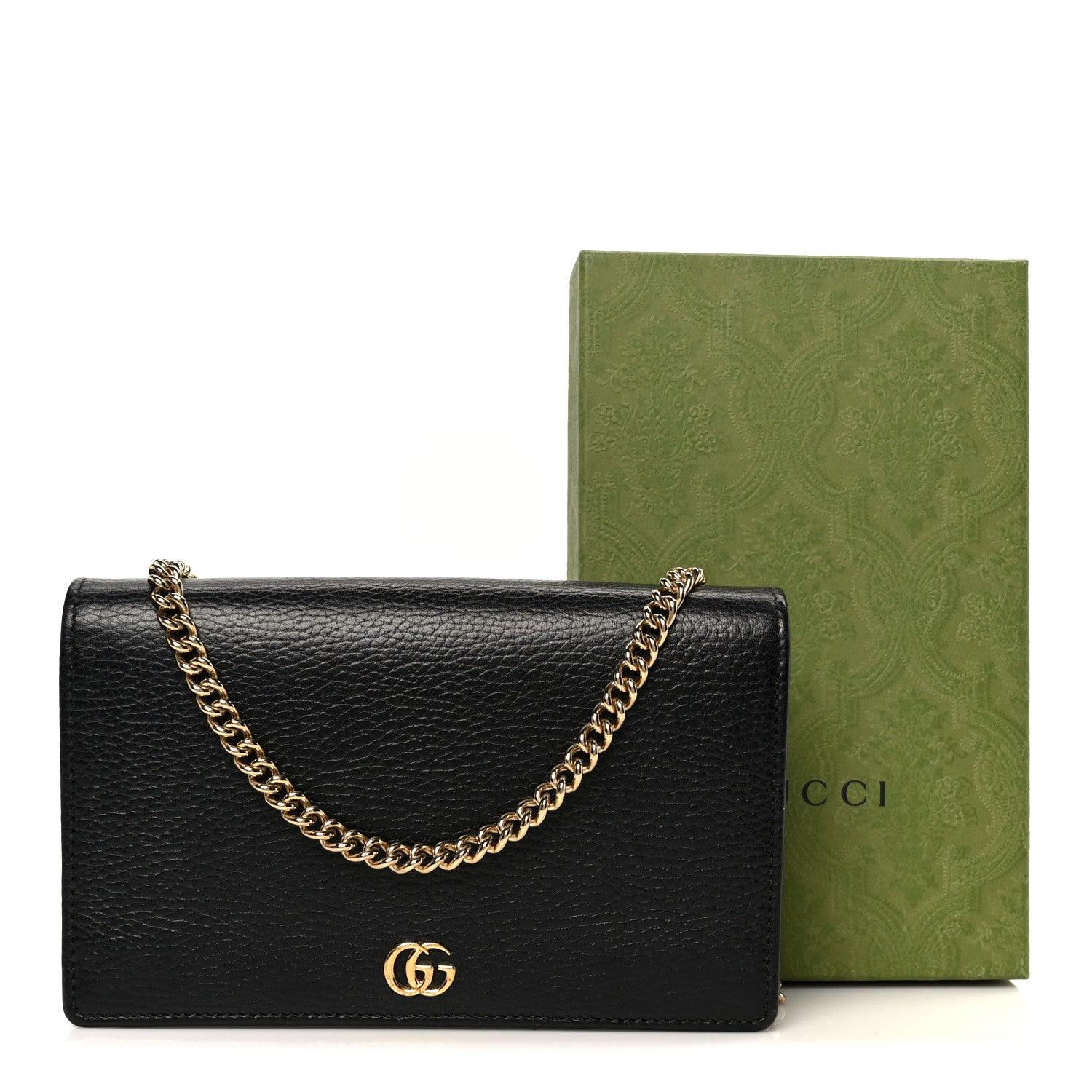 Gucci Calfskin Mini GG Marmont Chain Wallet Black 13 of 13