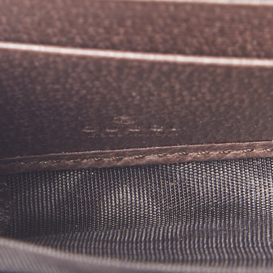 GG Supreme Monogram Web Ophidia Zip Around Wallet Brown