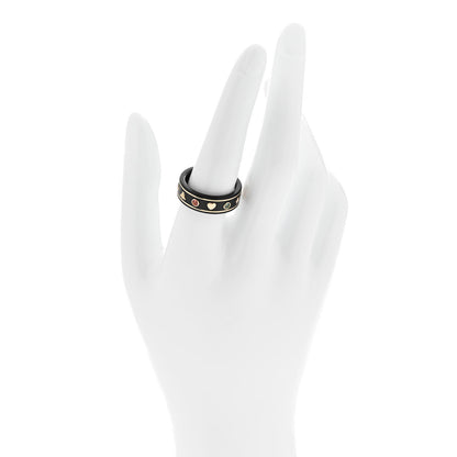 Gucci 18K Yellow Gold Ceramic Topaz Icon Band Ring 58 8.25 Black 2 of 7