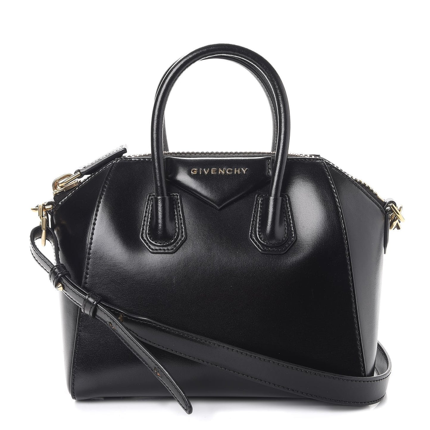 Shiny Lord Calfskin Mini Antigona Black