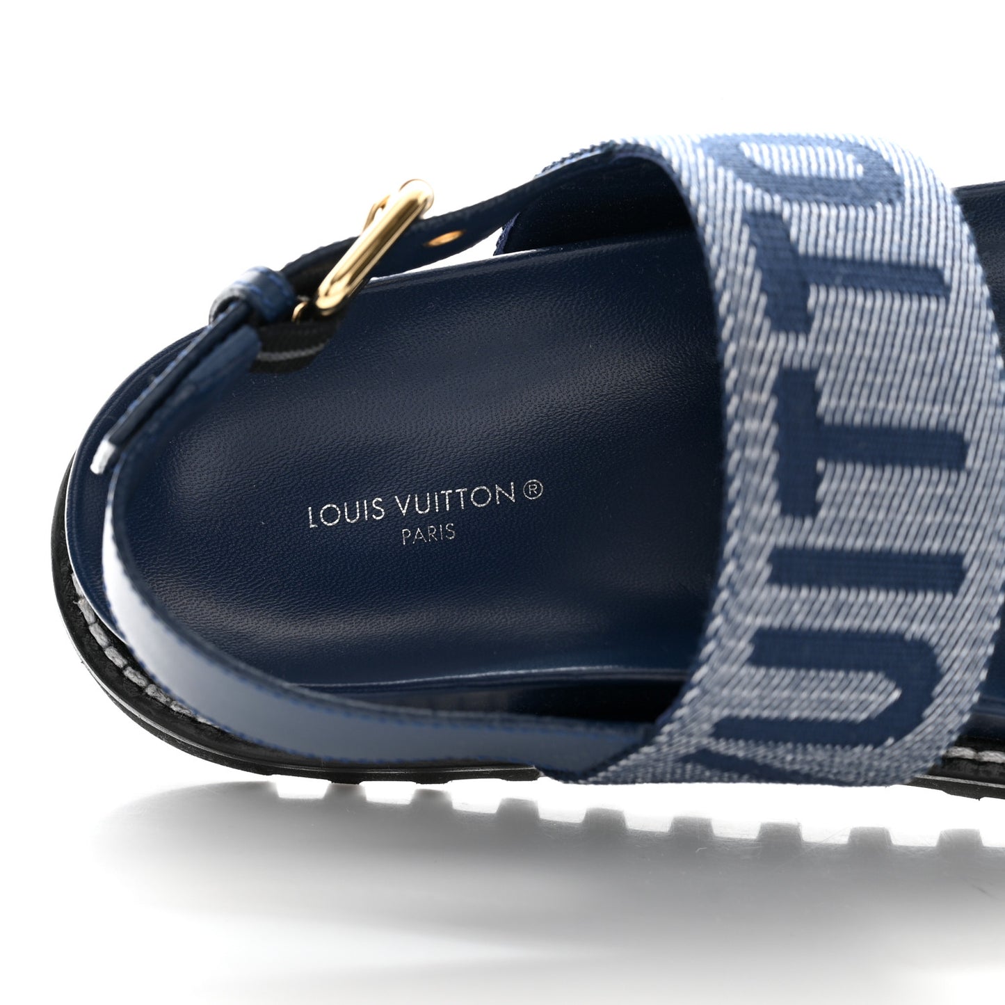 Monogram Denim Paseo Flat Comfort Sandals 39 Navy Blue