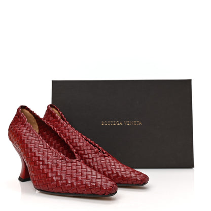 Bottega Veneta Nappa Intrecciato Almond 75mm Pumps 38 Burgundy 8 of 8