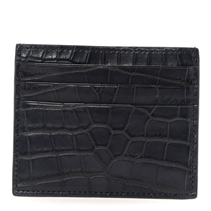 Bottega Veneta Crocodile Card Holder Navy Blue 1 of 8