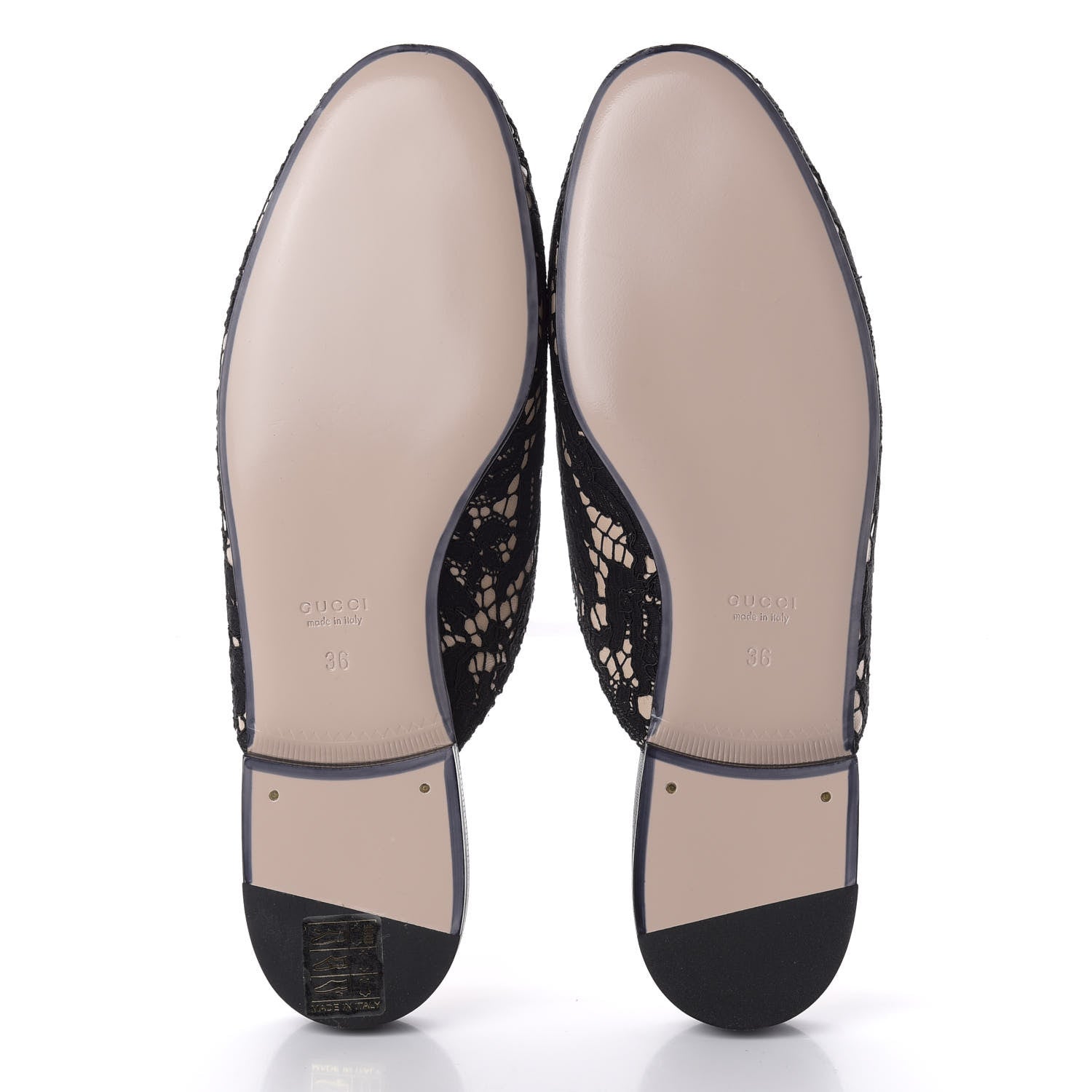 Gucci Lace Malaga Kid Womens Princetown Slippers 36 Black Skin Rose 5 of 10