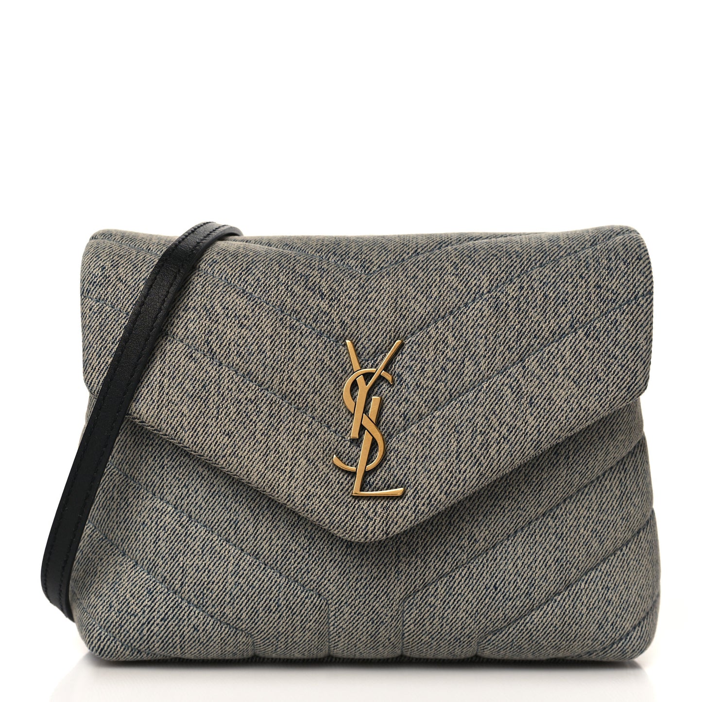 Denim Y Quilted Monogram Toy Loulou Crossbody Bag Grey