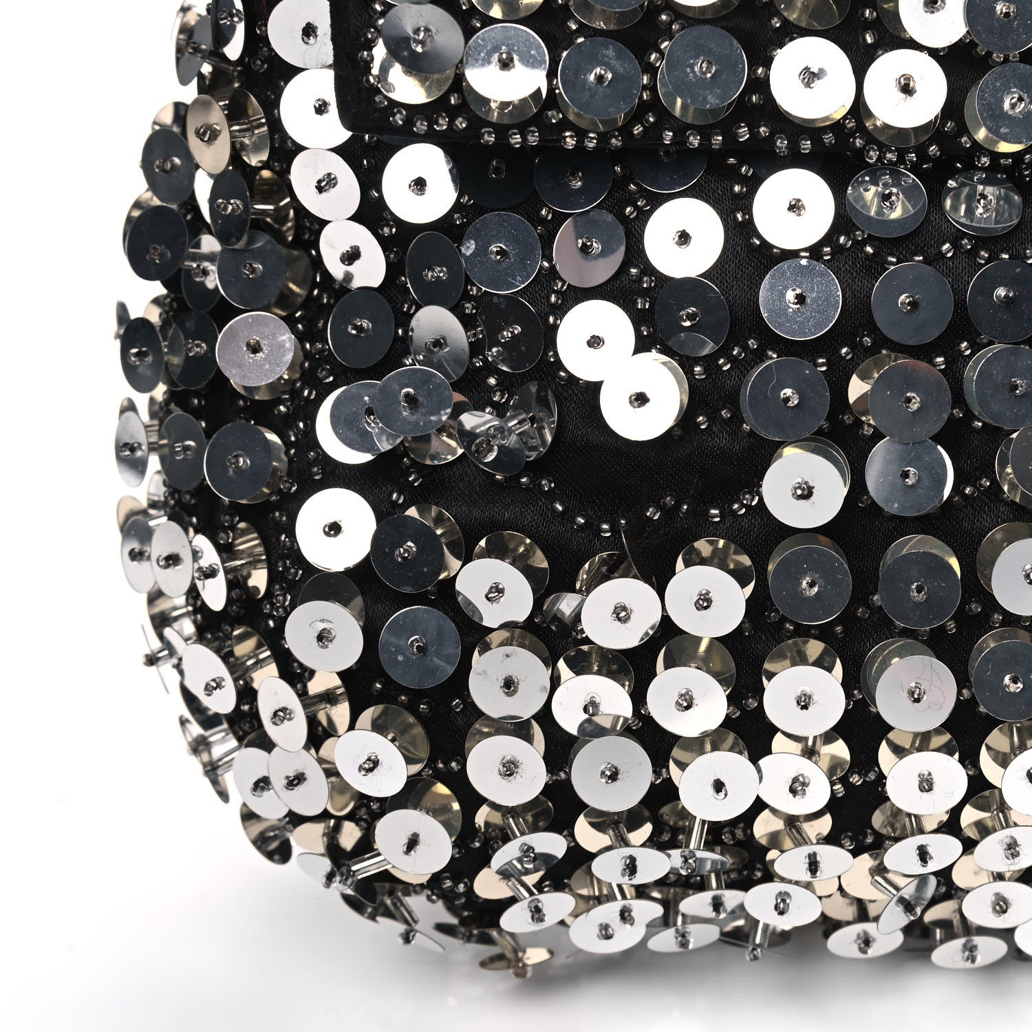 Fendi Sequin Beaded Baguette Silver Dark Brown 6 of 9