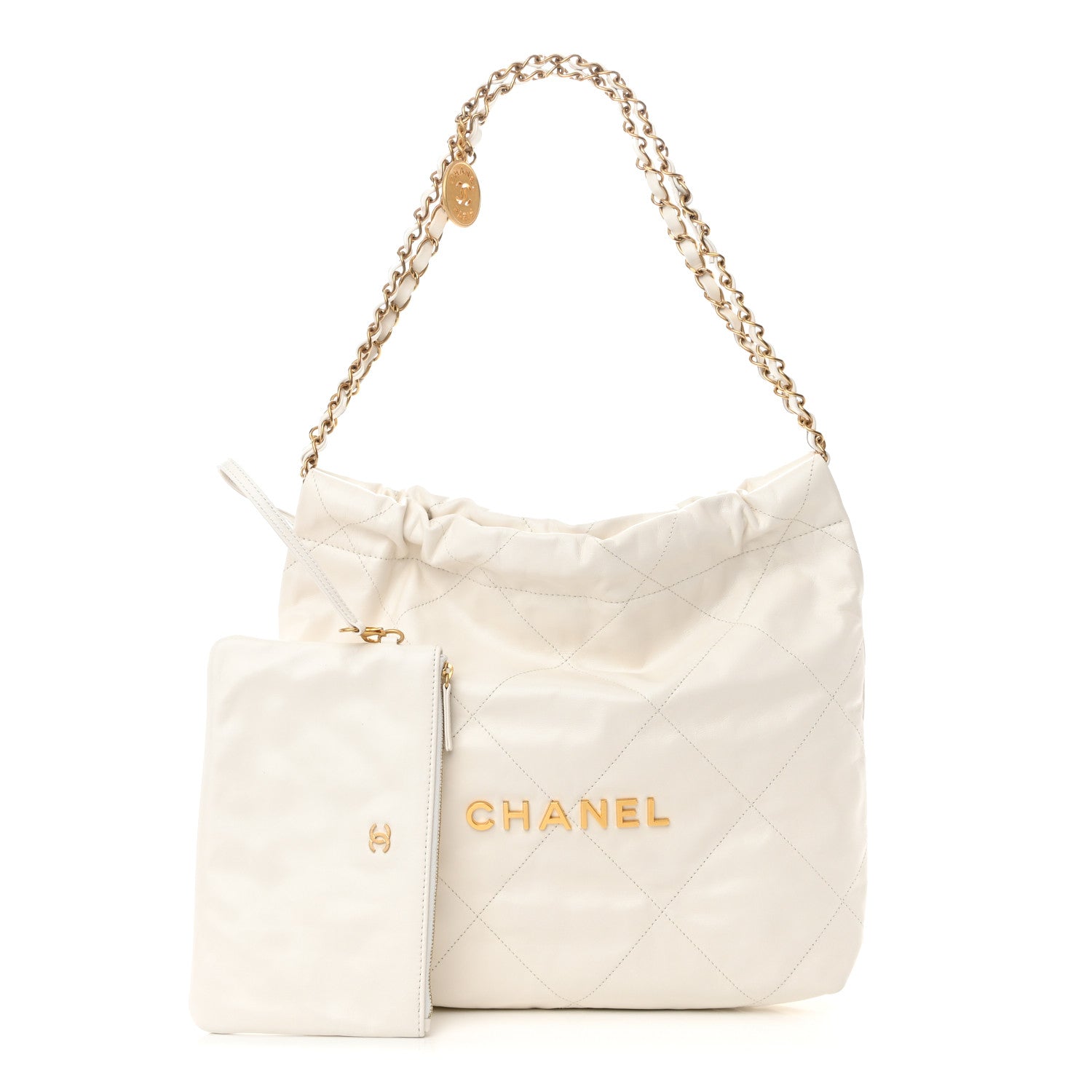 Chanel Shiny Calfskin Quilted Small Chanel 22 White 1 of 13