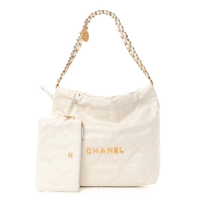 Chanel Shiny Calfskin Quilted Small Chanel 22 White 1 of 13