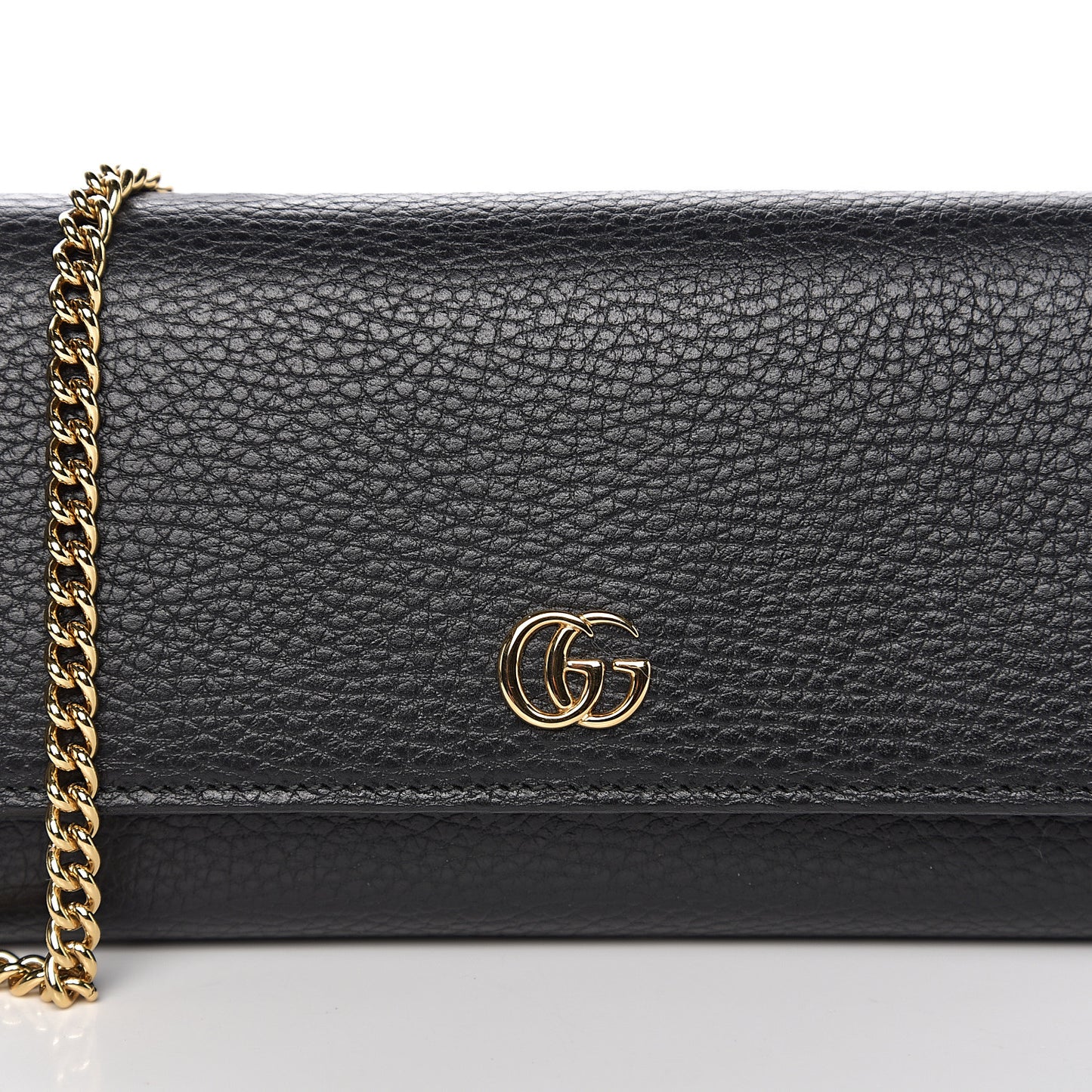 Calfskin Petite GG Marmont Wallet Chain Bag Black