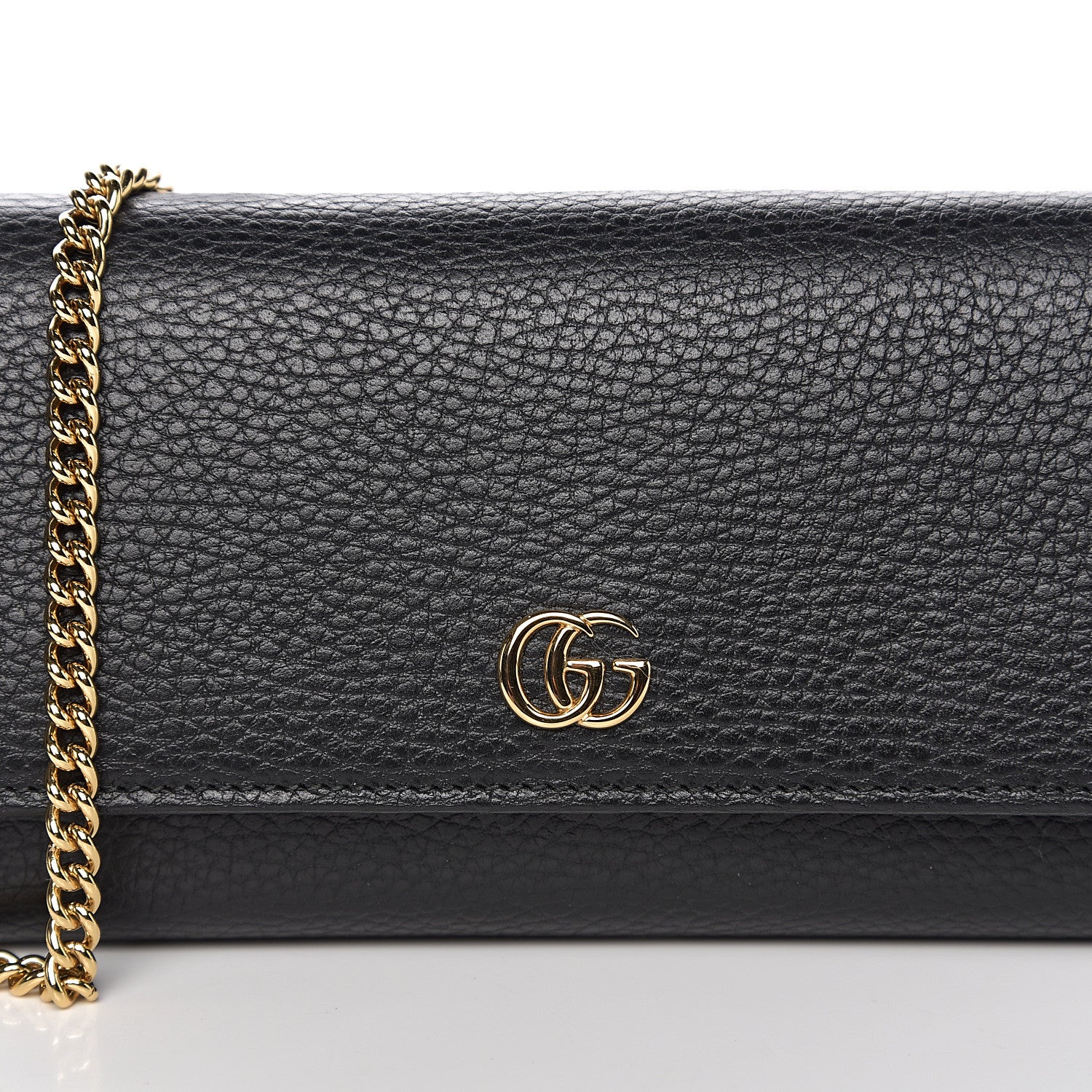 Gucci Calfskin Petite GG Marmont Wallet Chain Bag Black 9 of 10