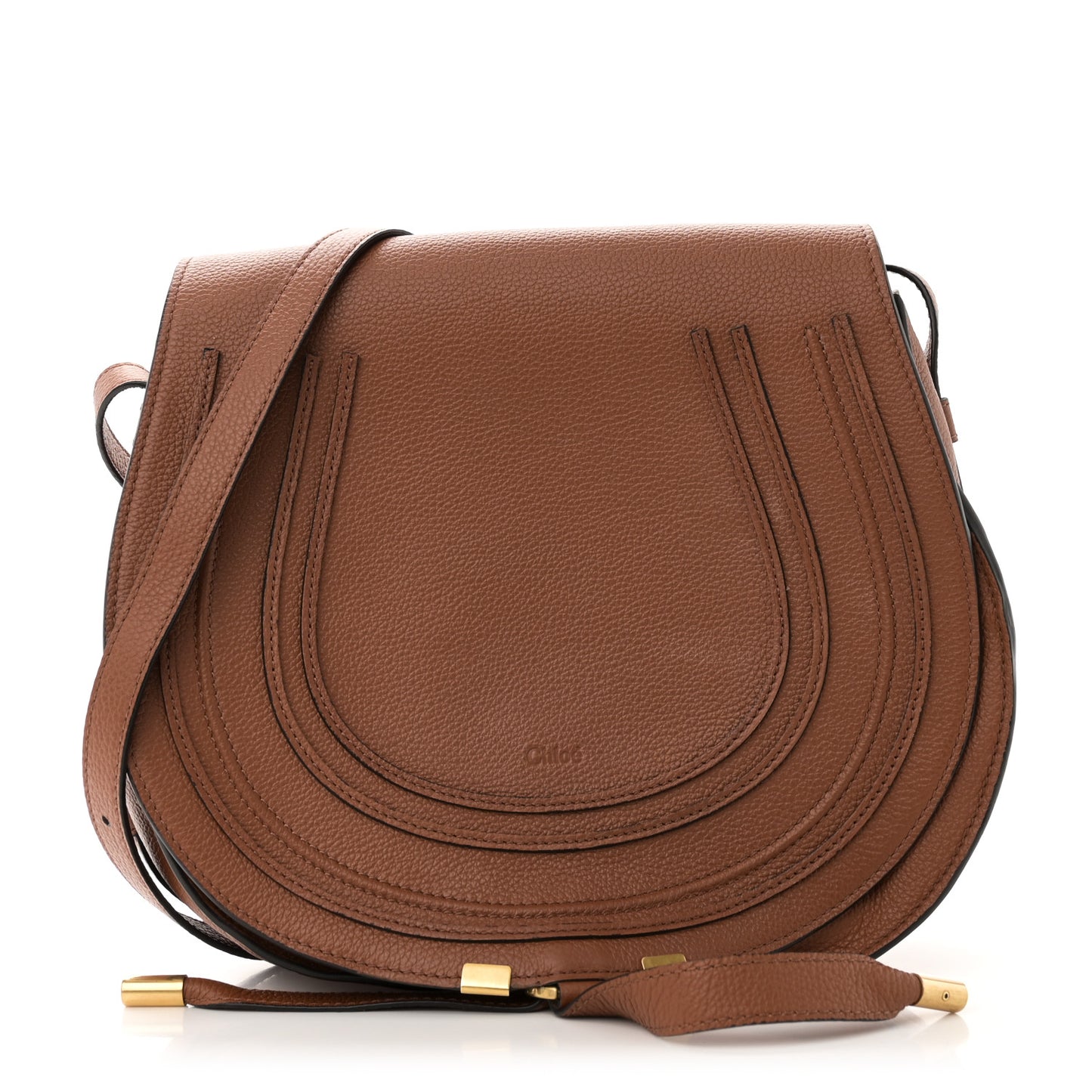 Calfskin Medium Marcie Round Crossbody Bag Tan