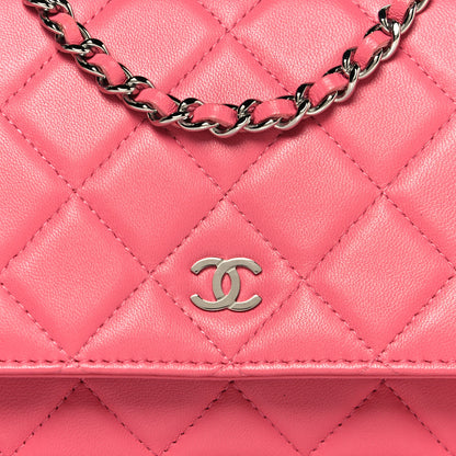 Chanel Lambskin Quilted Wallet On Chain WOC Pink 8 of 15