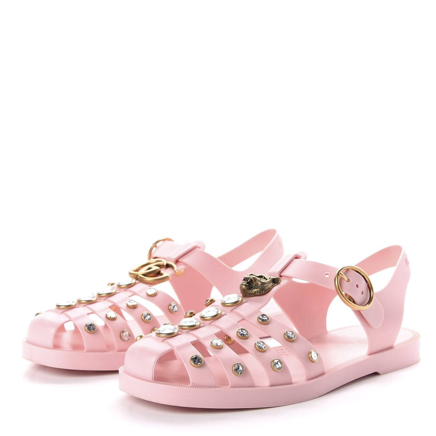 Rubber Crystal Womens Buckle Strap Sandal 37 Perfect Pink
