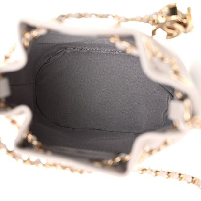 Chanel Calfskin Stitched Chain Bucket Bag Light Grey 5 of 11
