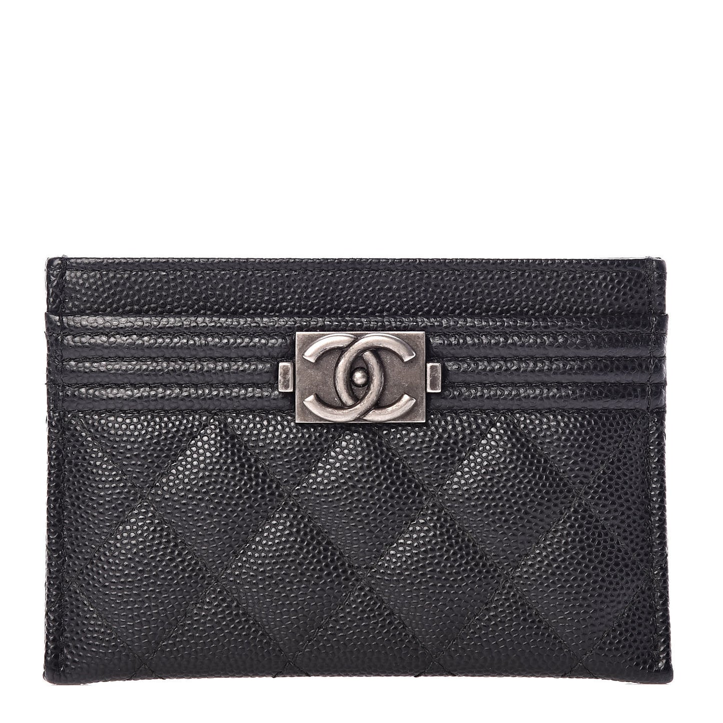 Caviar Quilted Boy Card Holder Black