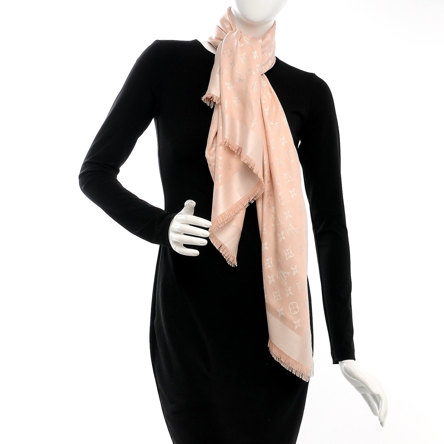 Silk Wool Monogram Denim Shawl Pink