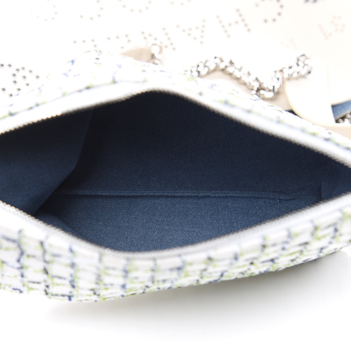 Calfskin Tweed Small Logo Eyelets Shopping Tote Beige