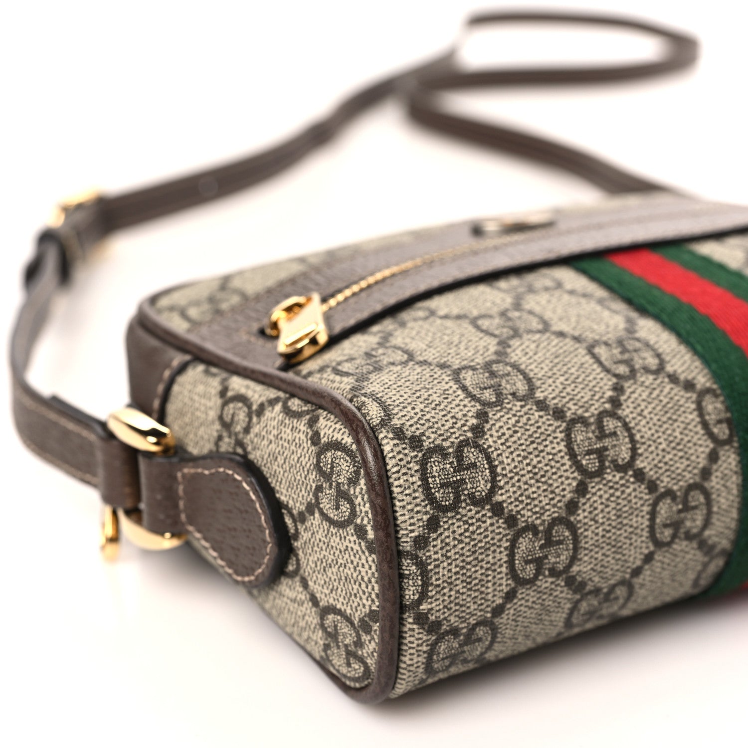 Gucci GG Supreme Monogram Web Mini Ophidia Shoulder Bag Brown 7 of 8
