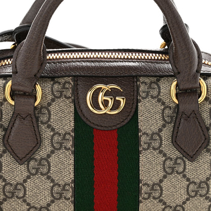 Gucci GG Supreme Monogram Textured Dollar Calfskin Web Super Mini Ophidia Top Handle Bowler Bag  Beige Ebony New Acero 8 of 12