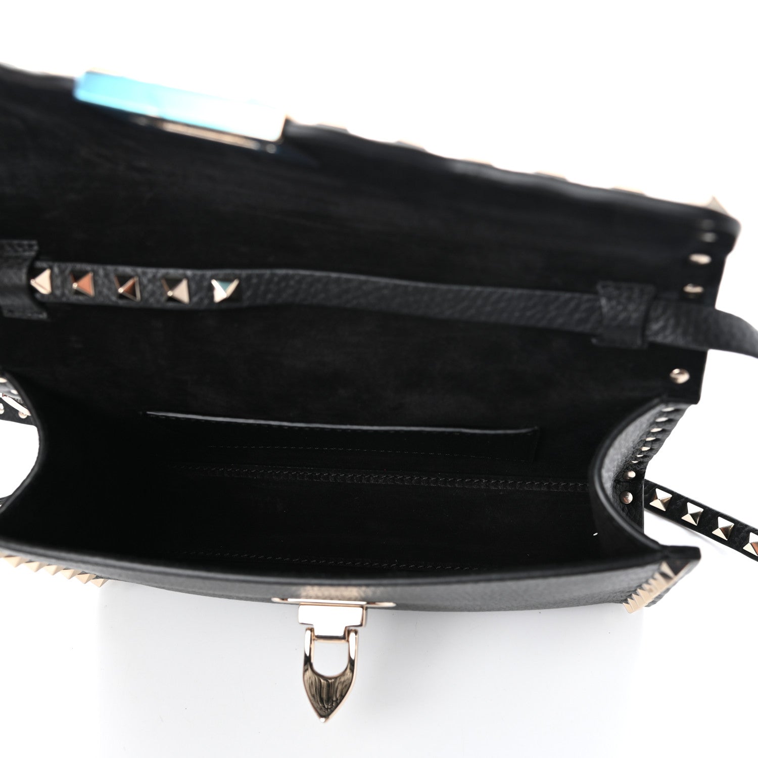 Valentino Garavani Pebbled Calfskin Medium Rockstud Flip Lock Crossbody Bag Black 5 of 9
