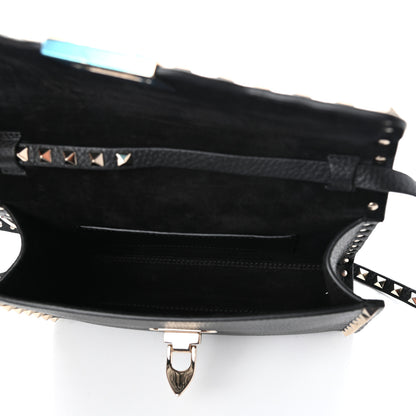 Valentino Garavani Pebbled Calfskin Medium Rockstud Flip Lock Crossbody Bag Black 5 of 9