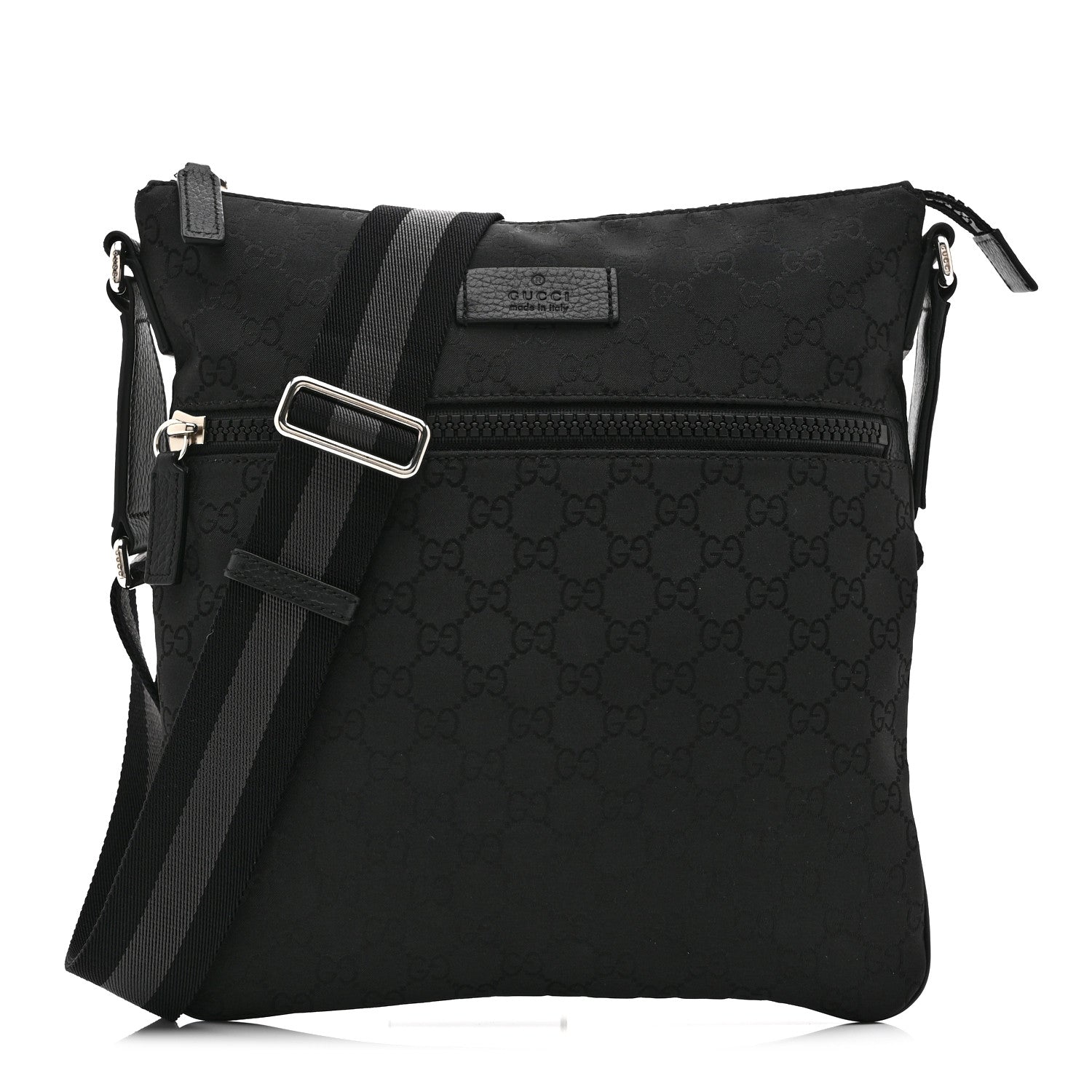 Gucci Nylon Monogram Medium Flat Messenger Bag Black 1 of 11