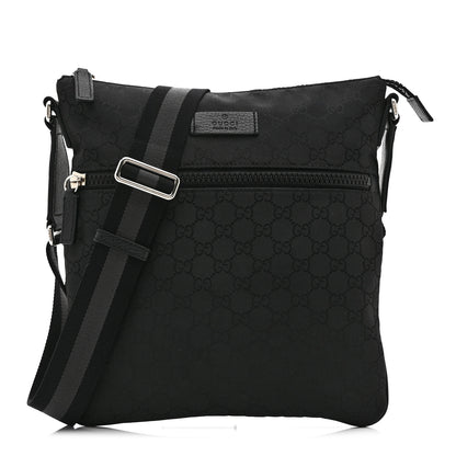 Gucci Nylon Monogram Medium Flat Messenger Bag Black 1 of 11