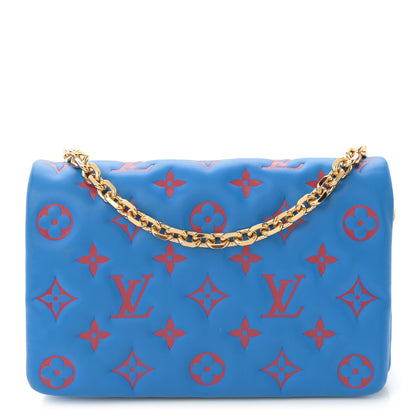 Louis Vuitton Lambskin Embossed Monogram Vuittamins Pochette Coussin Blue Red 1 of 10