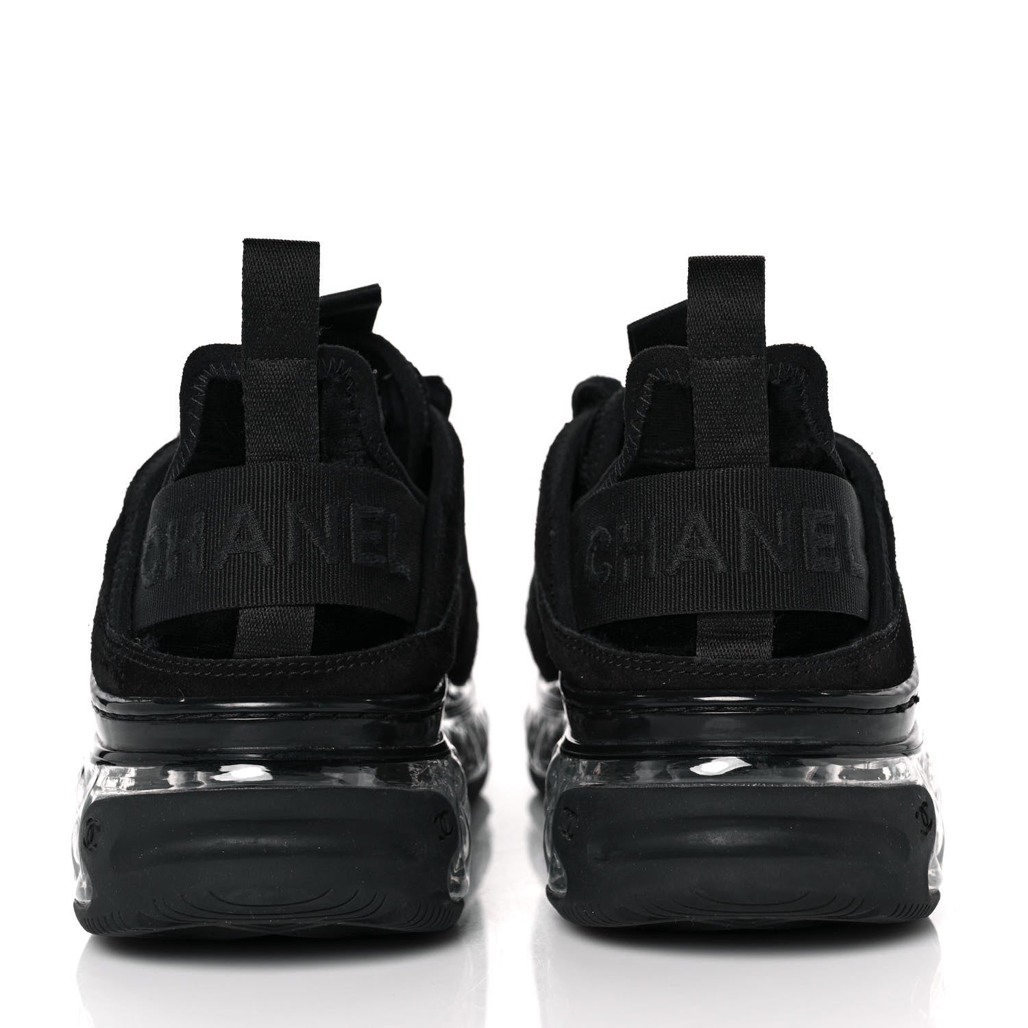 Chanel Suede Calfskin Velvet Grosgrain CC Sneakers 37.5 Black 5 of 9