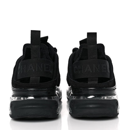 Chanel Suede Calfskin Velvet Grosgrain CC Sneakers 37.5 Black 5 of 9
