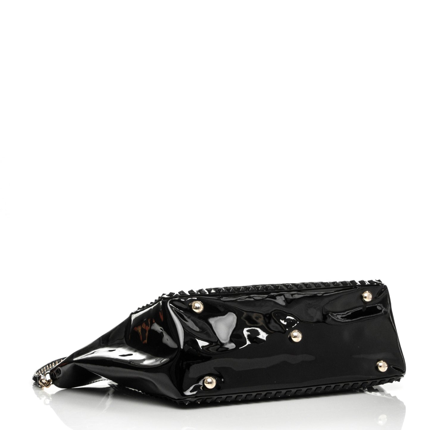 Patent Medium Rockstud Tote Black