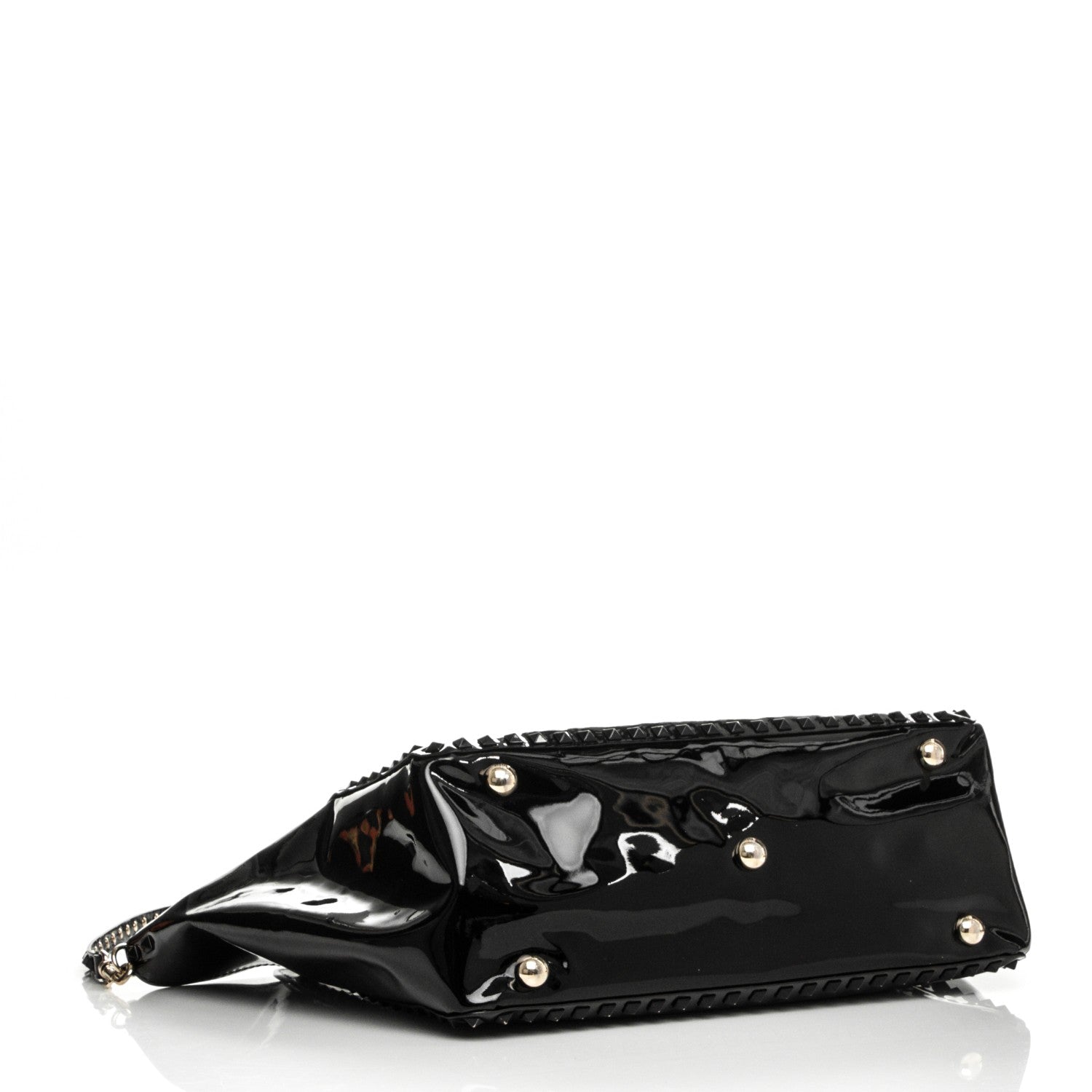 Valentino Garavani Patent Medium Rockstud Tote Black 5 of 5