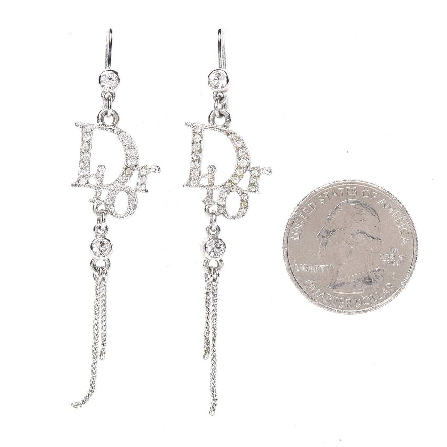 Crystal Signature Drop Earrings Silver