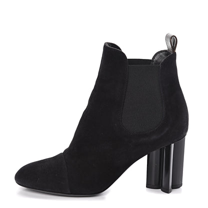 Louis Vuitton Suede Monogram Uniformes Cap Toe Chelsea 80mm Ankle Boots 36.5 Black 1 of 7