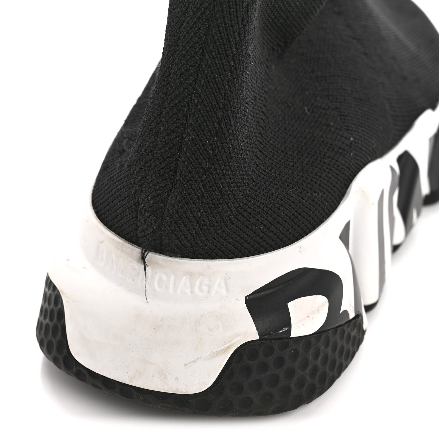 Balenciaga Neoprene Knit Womens Speed Graffiti Sneakers 38 Black White 11 of 11