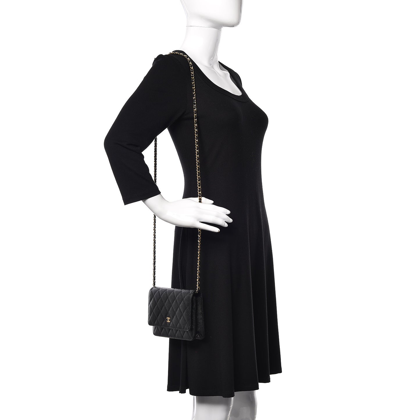 Caviar Quilted Wallet On Chain WOC Black