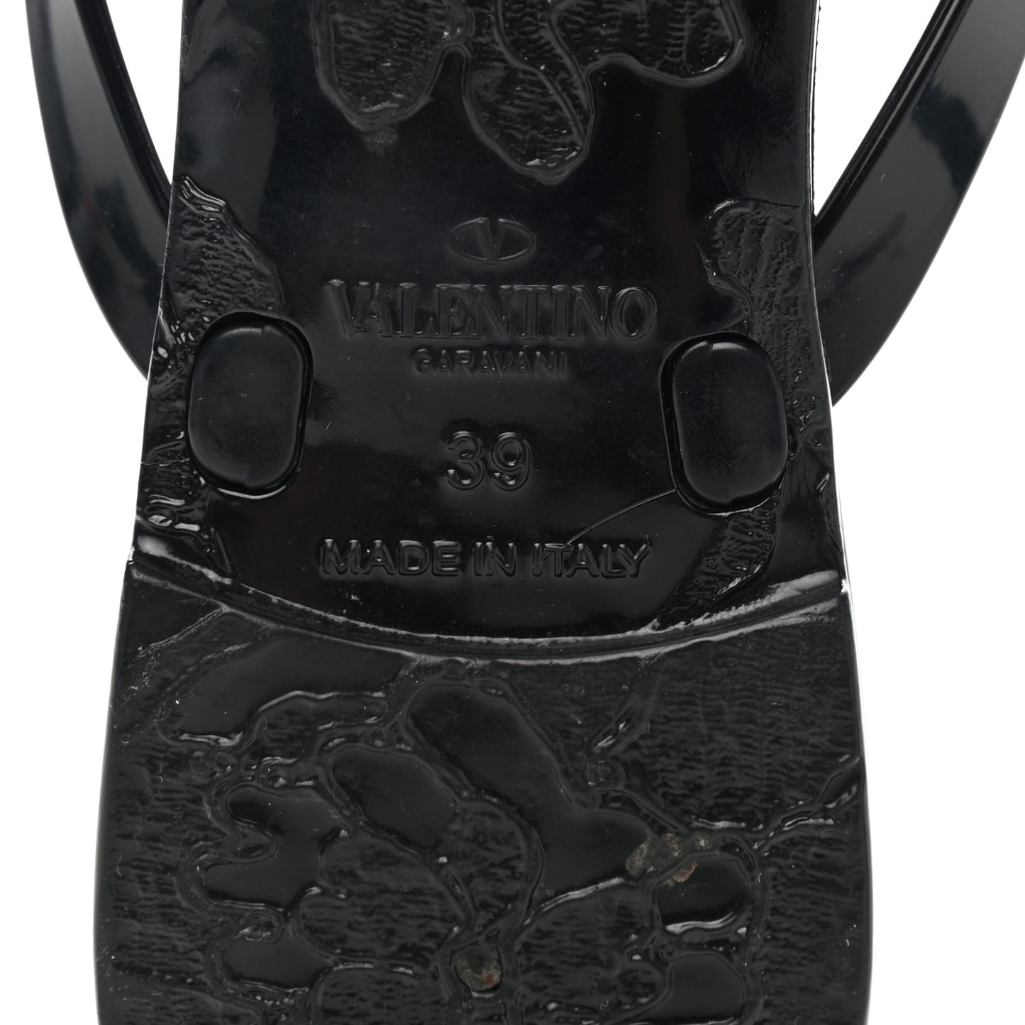 PVC Jelly Rockstud Bow Thong Sandals 39 Black