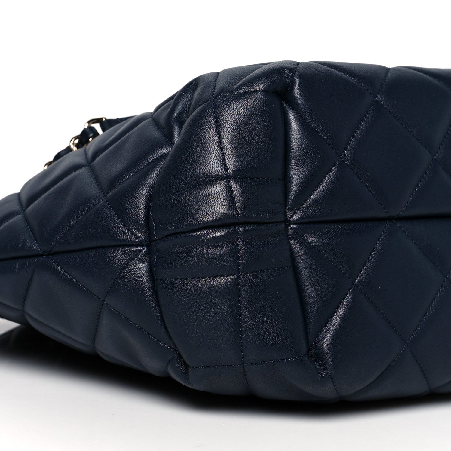 Chanel Lambskin Quilted CC Dweller Drawstring Tote Dark Blue 9 of 10